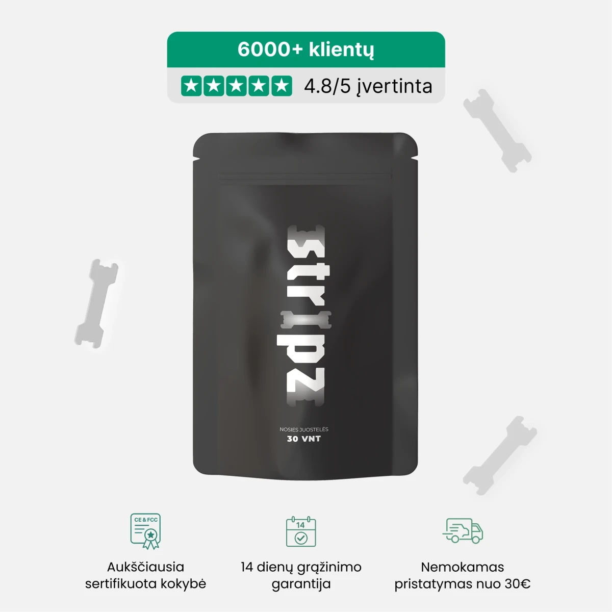 STRIPZ™ Kvėpavimo juostelės - Permatoma - Miegui ir sportui - STRIPZ